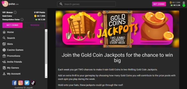 Pulsz Casino Gold Coins Jackpot