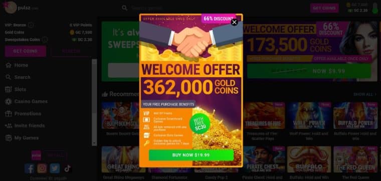 Pulsz Casino Welcome Offer