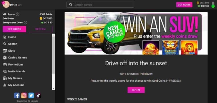 Pulsz Casino Win an SUV Offer