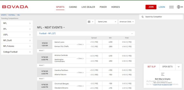 Bovada NFL betting