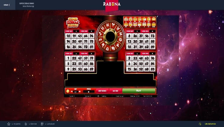 Playing Super Zodiac Bingo at the Rabona online gaming site