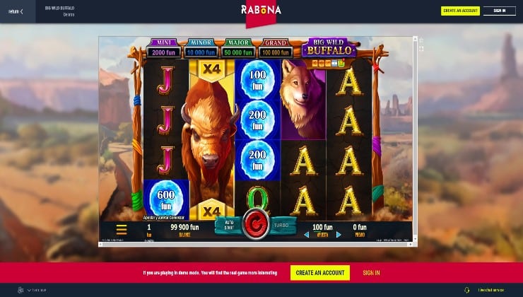 The Big Wild Buffalo online slot at Rabona