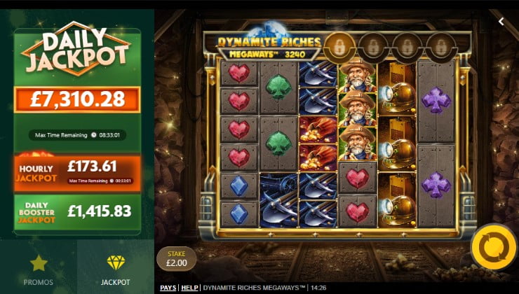 Progressive, unique jackpot in Dynamite Riches Megaways