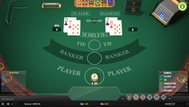 playing baccarat using the d'alembert system