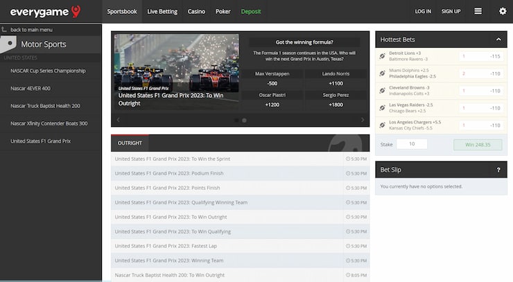 Everygame F1 betting lobby