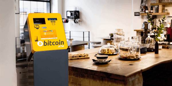 A Bitcoin ATM by the kitchen counter.