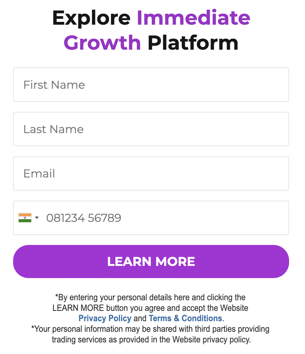 Create an Account on Immediate Growth