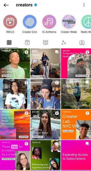 Instagram profile of @creators