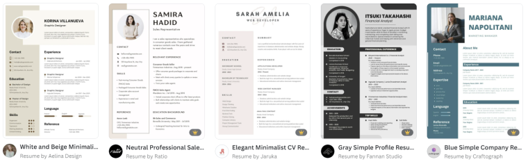 canva resume templates