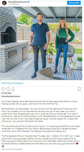 Tarek El Moussa instgram post with wife