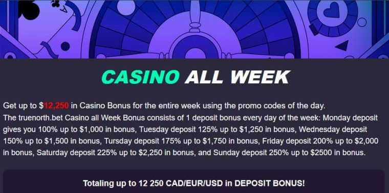 truenorthbet casino all week