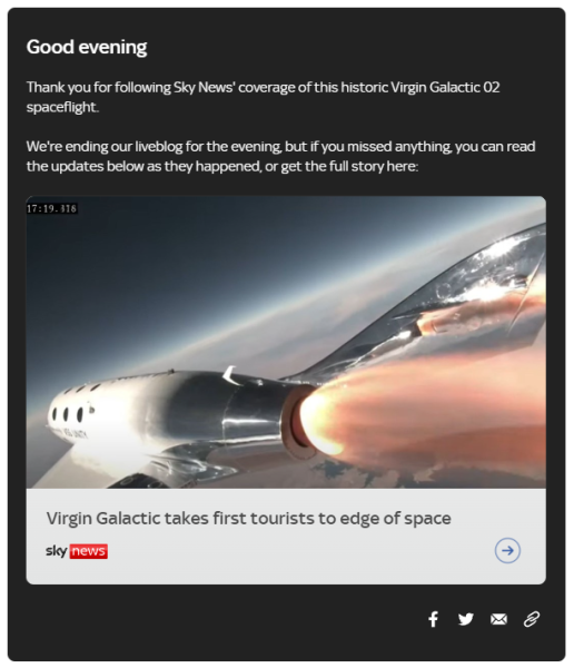 virgin galactic successful flight announcement