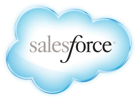 The first Salesforce logo featured a 3D effect.