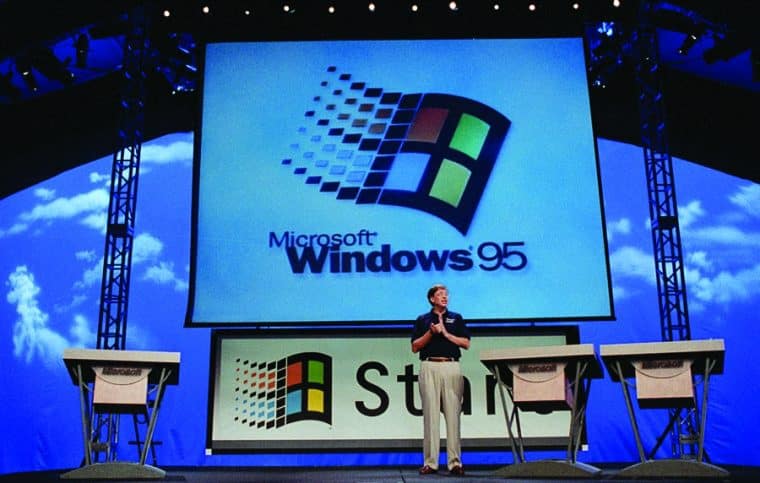 Bill Gates presenting Microsoft Windows 95