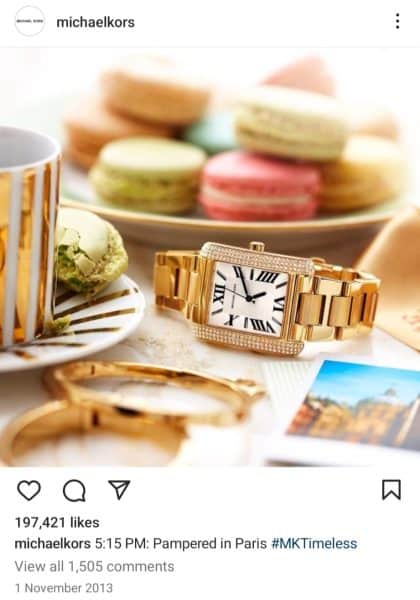 First Instagram ad of Michael Kors