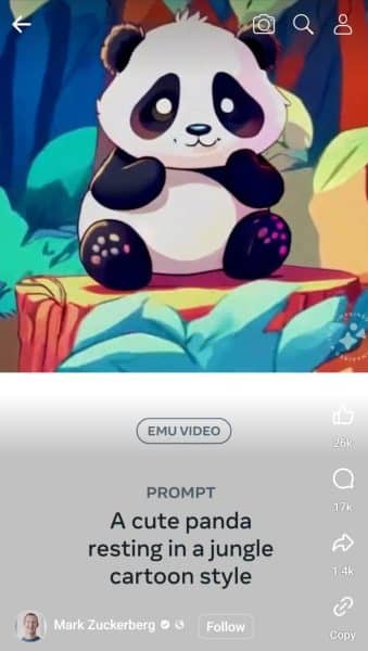 AI generated image of a cartoon style panda resting in a jungle