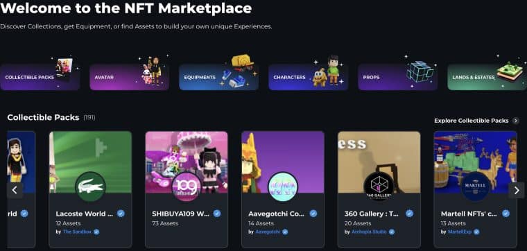 Sandbox NFT Marketplace