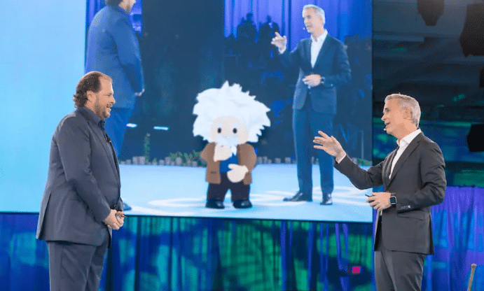 Announcing Einstein's launch during a Salesforce keynote event.