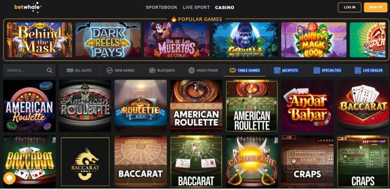 BetWhale online casino