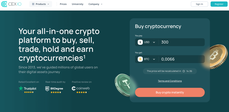 CEX.io EXCHANGE HOMEPAGE