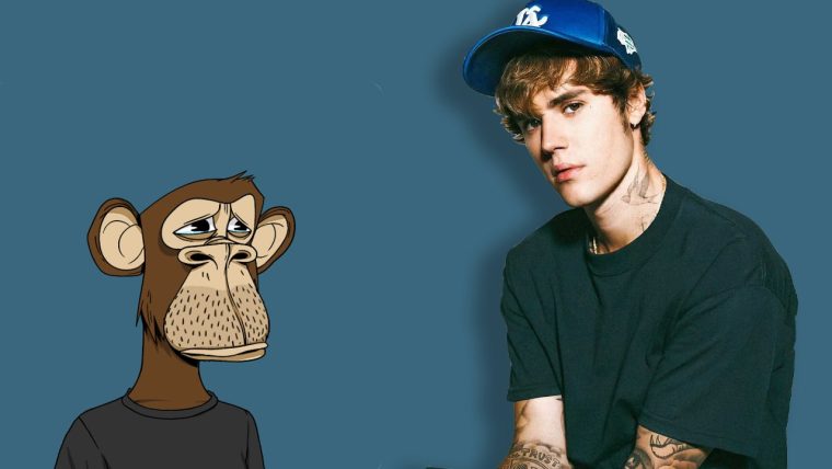 justin bieber next to his bored ape nft