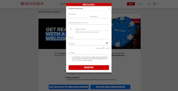 bovada sign up