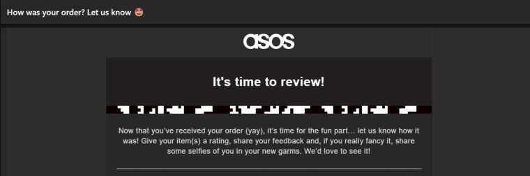 asos feedback request