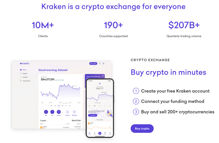 kraken exchange homepage