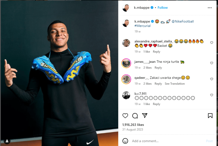 mbappe nike instagram