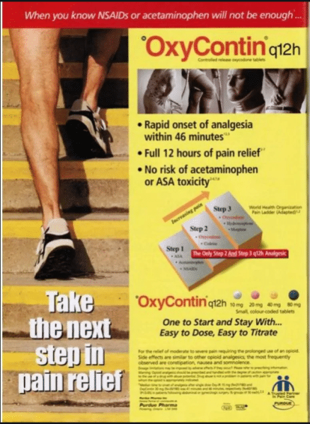 sackler family oxycontin advert