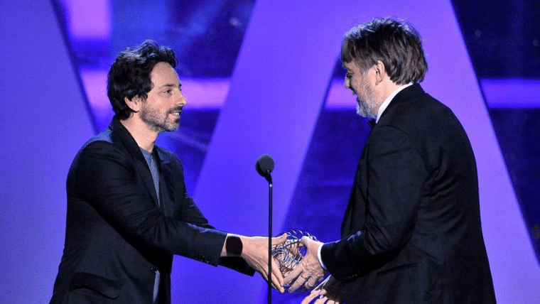 sergey brin receiving award