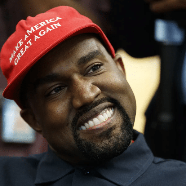 Kanye West in a Trump hat