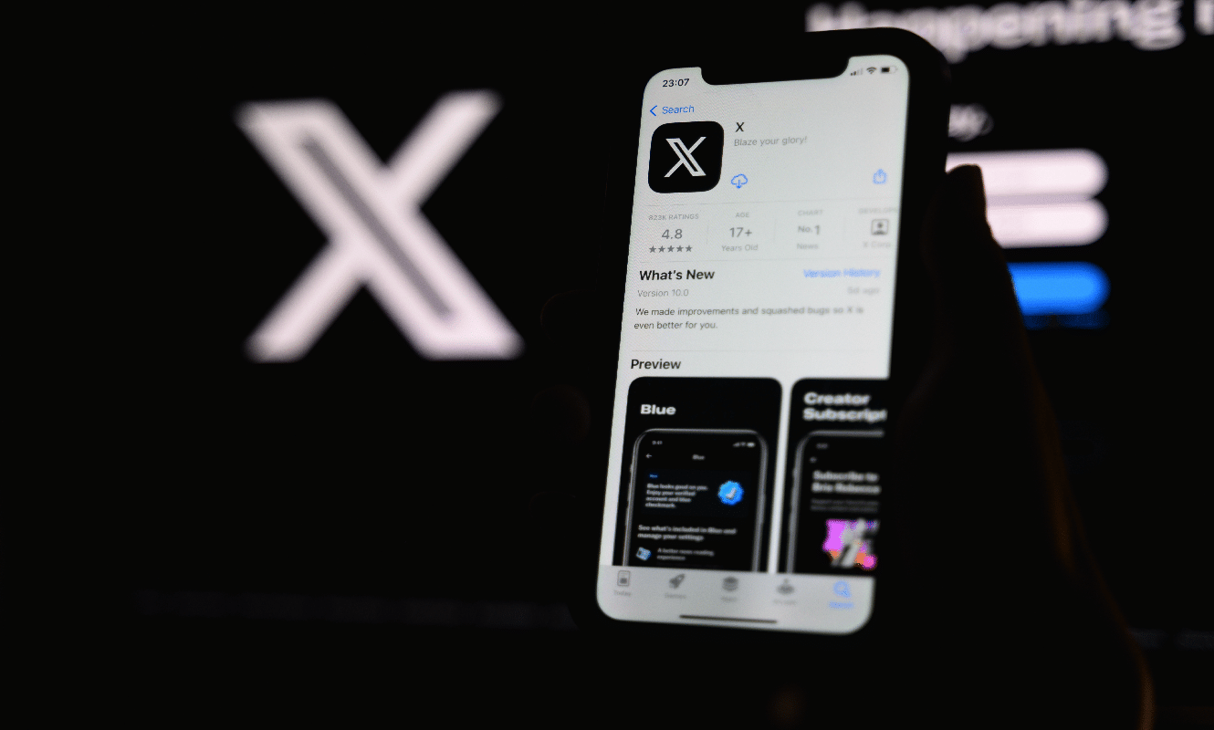 App for X showing on a phone screen