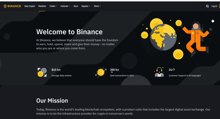 binance homepage