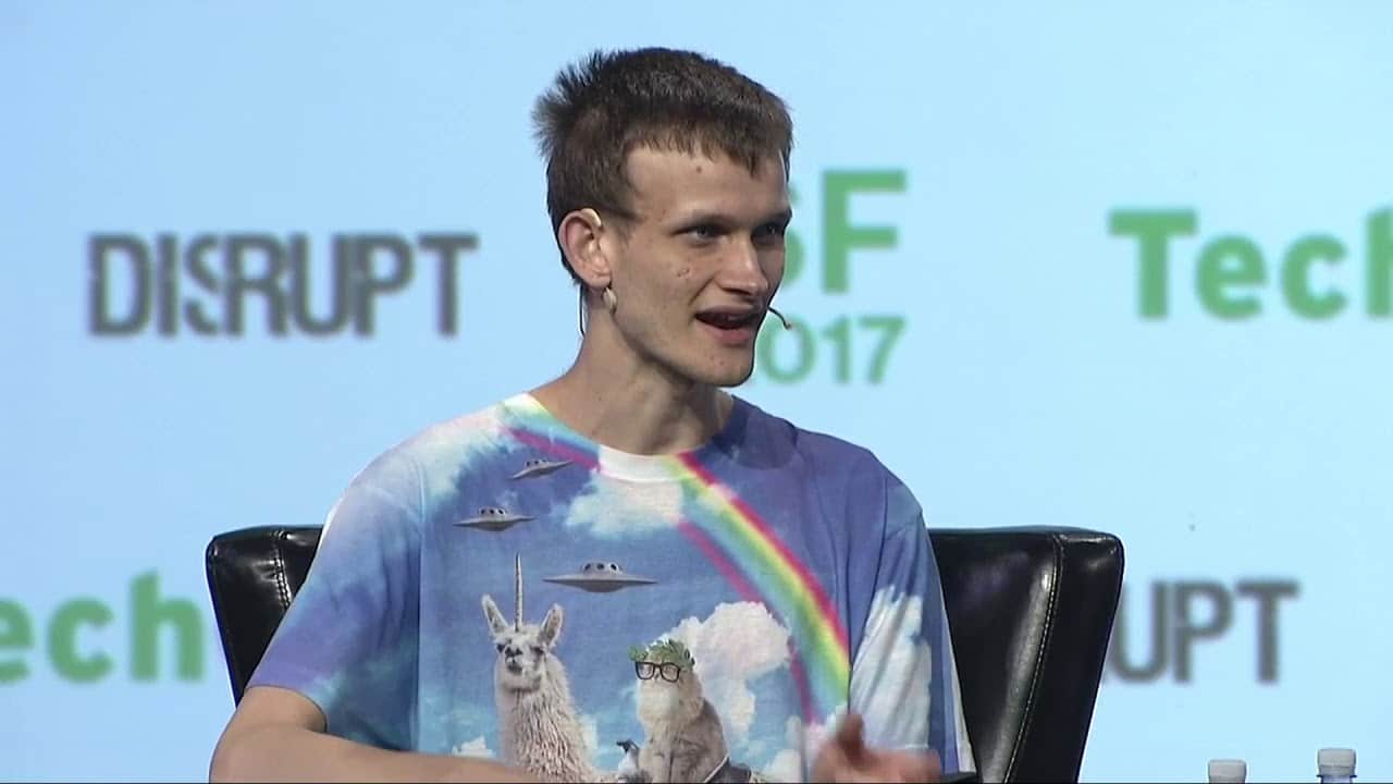 Vitalik Buterin on stage at TechCrunch Disrupt