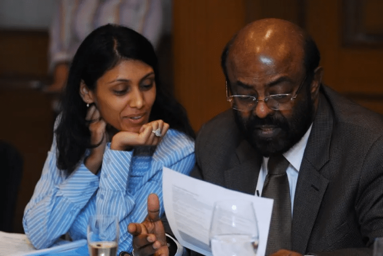 Shiv Nadar and his daughter