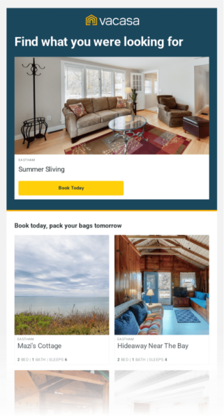 vacasa email example of personalization