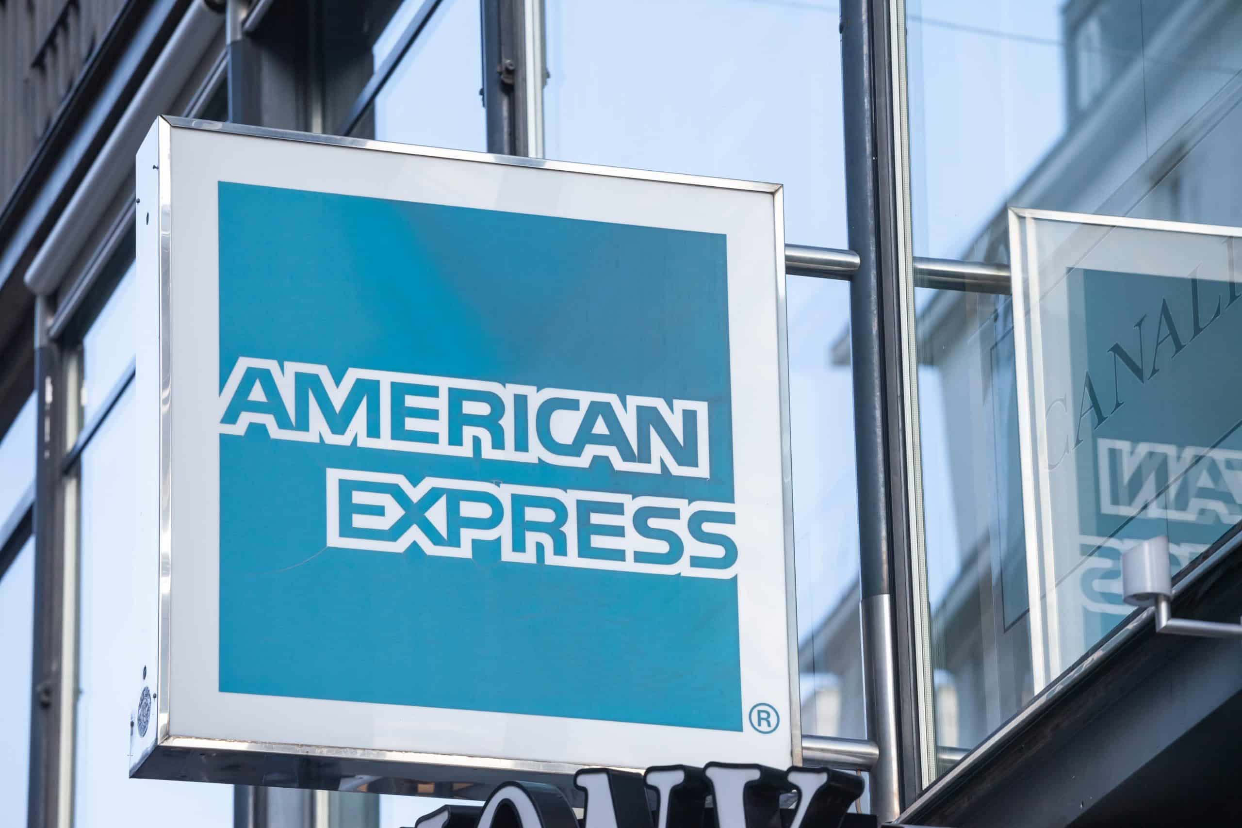 American Express logo on a building