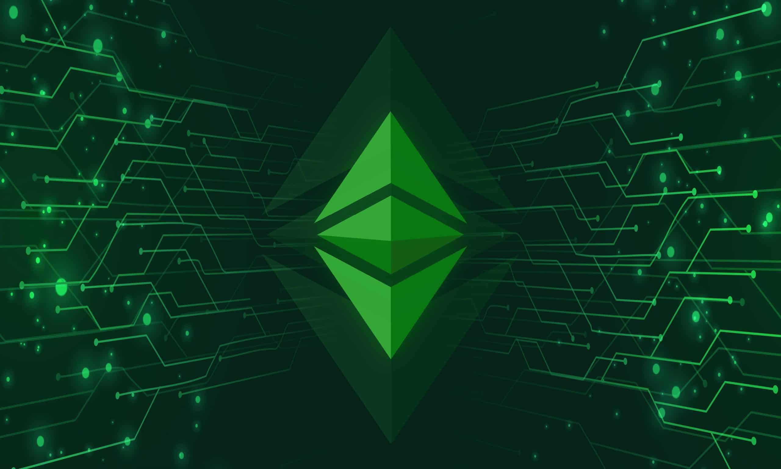 ethereum logo with green background