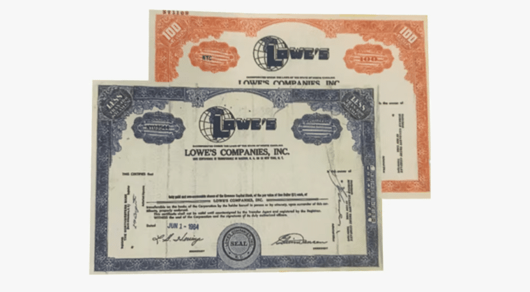 Lowe's Share Certificates