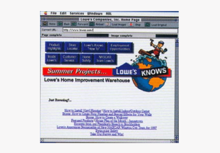 Lowe's Website 1995