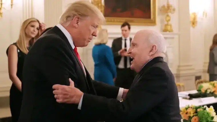 President Trump greets Jack Welch GE CEO