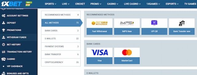 1xbet withdrawal