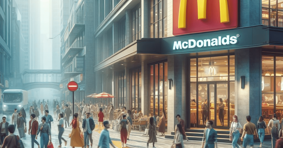 mcdonald's animated image in crowded city