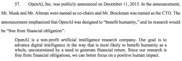 portion of text from elon musk lawsuit gainst openai