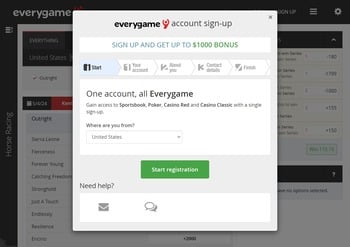 Signing up at Everygame