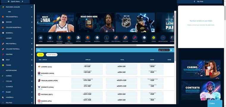 A screenshot of the Jazz Sportsbook