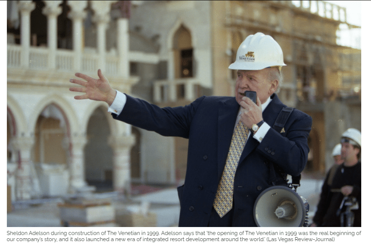 Sheldon Adelson in a hard hat