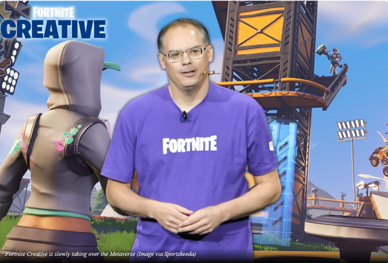 Tim Sweeney in a Fortnite shirt