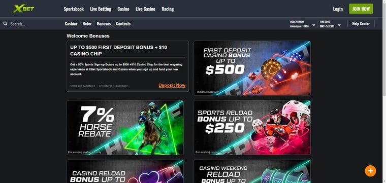 A screenshot of the XBet Promotions Page